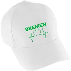 multifanshop Baseballcap - Bremen - Herzschlag - Druck grün - Mütze