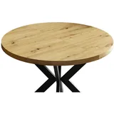 Feldmann-Wohnen Esstisch Edder (mit 2 Erweiterungsstücken und Metallgestell, 1-St., moderne Optik, Tischplatte rund ausziehbar), 90 / 166cm ausziehbar Eiche Artisan braun