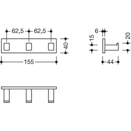 Hewi System 900 Q Hakenleiste pulverbeschichtet Weiß 900Q90.00360DX