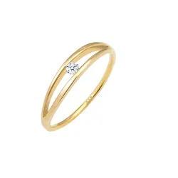Elli DIAMONDS Verlobung Wellen Diamant (0.06 ct.) 585 Gelbgold Ringe   Damen 