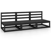 Prolenta Premium - Garten-Mittelsofas 3 Stk. Schwarz Kiefer Massivholz - Schwarz