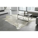 KUHFELL online & NOMAD Fellteppich Kuhfell Grau Beige mit Silber Gold & Kupfer Metallic Zebra Prägung silberfarben