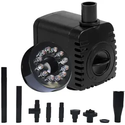 Ultra-leise Tauchwasserpumpe mit 12 LED-Leuchten, Aquarium-Wasserbrunnenpumpe, Filter, Aquarium, Teich, LED-Wasserpumpe, IP68 wasserdicht 10W-EU plug