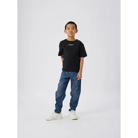 NAME IT T-Shirt NAME IT "NKMBRODY SS NREG TOP NOOS", Jungen, Gr. 146 (152), schwarz, Jersey, Obermaterial: 100% Baumwolle, bedruckt, unifarben, regular fit hüftlang, Rundhals, abgesteppte Kante, Shirts T-Shirt, mit dezentem 3D-Frontmotiv