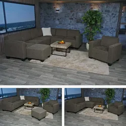Modular Sofa-System Couch-Garnitur Moncalieri 6-2, Stoff/Textil ~ braun