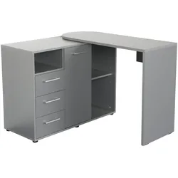Schreibtisch VOGL MÖBELFABRIK, grau (graphitgrau), Tische, schwenkbare Tischplatte, platzsparend, Made in Germany