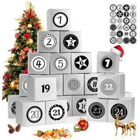 LuxusKollektion Adventskalender zum Befüllen Silber 24 Boxen mit Zahlenaufklebern