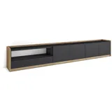SKRAUT HOME Lowboard 310x50x37 cm Schwarz Eiche Holzwerkstoff