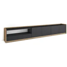 SKRAUT HOME Lowboard 310x50x37 cm Schwarz Eiche Holzwerkstoff
