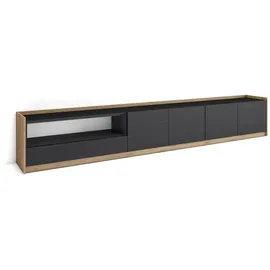 SKRAUT HOME Lowboard 310x50x37 cm Schwarz Eiche Holzwerkstoff