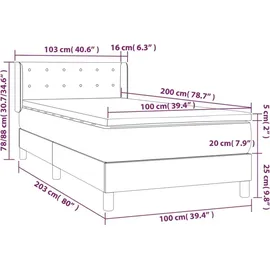 vidaXL Boxspringbett 100 x 200 cm Creme