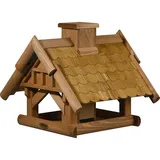 Dobar dobar® Green Label Großes Vogelhaus Blätterfall für die Ständermontage - Futterstation für Wildvögel - Wildvogelfutterplatz - 39 x 39 x 35 cm - Braun