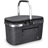 Navaris Thermo Einkaufskorb Kühltasche faltbar - 27L Kühlkorb Picknickkorb Isolier Korb - 43x26cm Einkaufstasche Coolerbag auslaufsicher in Grau