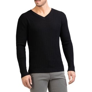 Posh Gear V-Ausschnitt-Pullover Herren V-Neck Pullover Maglione Alpakawolle schwarz XXL