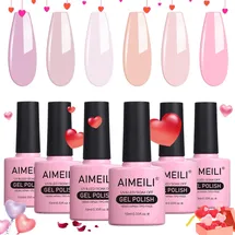 AIMEILI UV LED Gellack mehrfarbig ablösbarer Gel Nagellack Gel Nail Polish Kit - 6 x 10ml - Set Nummer