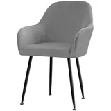 CLGTY Samt Stuhlhussen Mit Armlehne Moderne, Weich Abnehmbar Stuhlhussen Moderne Hussen Für Stühle Für Esszimmer-grau-A-1 Stück