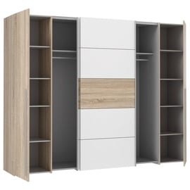 Forte Narago Schrank 270, weißer Kleiderschrank Sonoma Eiche, / Weiß - Hellbraun