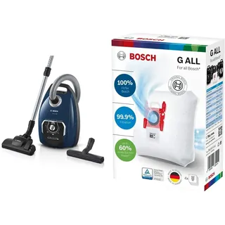 Bosch Hausgeräte Serie 8 BGB75X494, Staubsauger mit Beutel, blau + BBZ41FGALL Power Protect Staubsaugerbeutel Typ G All