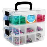 Bins & Things JTJ Sourcing Stapelboxen Aufbewahrungsbox 18 Fächern – Transparent – Bastelzubehör – Sortierbox Perlen – Ordnungsboxen – Boxen Aufbewahrung