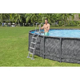 BESTWAY APX365TM Frame Pool-Set Ø 671 x 132 cm inkl. Sandfilteranlage, Abdeckplane und Poolleiter