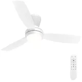 Airwit 106cm Steckflügel Deckenventilator mit Beleuchtung Leise, Weiß Deckenventilator mit Licht und Fernbedienung, Dimmbar Lampe mit Ventilator für Schlafzimmer, Wohnzimmer, Schnellmontage