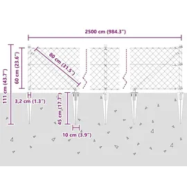 vidaXL Zaunpfosten 25 x 0,6 m Grün/Stahl