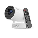 Alwtniet Mini Projektor, Mini Beamer 4K Unterstützt, Wi-Fi 6 und Bluetooth 5.4, 5W Lautsprecher, Automatischer Trapezkorrektur, 180° drehbar, tragbarer Projektor für Zuhause und draußen Android