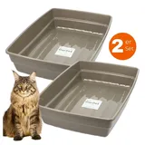 GarPet 2x Katzenklo XXL Katzentoilette offen ohne Deckel Katzen Schalentoilette Klo Toilette Zubehör Doppelpack Sparpaket