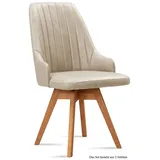 58 aufm Kessel Esszimmerstuhl Küchenstuhl drehbar (2er-Set) Dotti 52x91x60 Eiche geölt/Natur (Lieferung bis Verwendungsstelle, 2 St), Stabiles Gestell aus Massivholz pflegeleichter Bezug aus Microfaser beige
