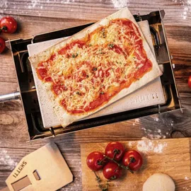 Skotti Pizzastein 24 cm Edelstahl/Stein beige