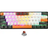 germanZONE 61 - Mechanische Gaming-Tastatur kurz 60%, leise RED mechanische Schalter, farbige Hintergrundbeleuchtung, 61 Tasten, USB-C