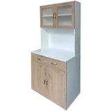 Hti-Living Küchenbuffet mit Glasteil 184 x 205 cm Weiß