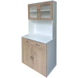 Hti-Living Küchenbuffet mit Glasteil 184 x 205 cm Weiß