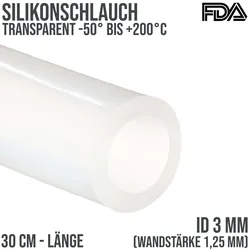 3 x 5,5 mm Silikon Silicon Milch Schlauch transparent lebensmittelecht FDA 0,60 ...