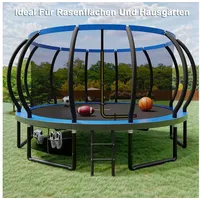 GUNJI Gartentrampolin Basketballkorb-Trampolin, Durchmesser 228/305 cm, Kindertrampolin, Ø 427 cm, (Enthält Leiter, Sicherheitsnetz, Schuhnetz, 360°-Schutzgitter und Fallschutzmatte, mit einer Tragkraft von 150 kg-ostern geschenke) 427 cm