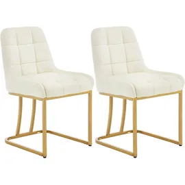 Woltu Esszimmerstuhl Samt beige 2er Set