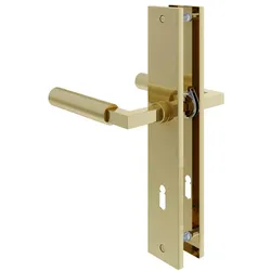 MS Beschläge Langschildgarnitur Baustil Türdrücker Messing Optik Buntbart 8/72mm