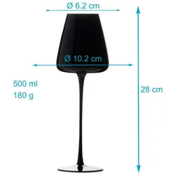 Intirilife 2x Wein Glas mit modernem Design in Schwarz - 500 ml Füllmenge - Weißwein Rotwein Glas Kelch Spülmaschinenfest Kristallglas stoßfest