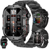 Herren-Smartwatch mit Telefonfunktion,  AMOLED 5ATM wasserdichte Fitnessuhr mit Schrittzähler, Herzfrequenz, SpO2, Schlafmonitor, 123 Sportmodi - Schwarz