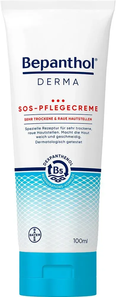 Bepanthol® Derma SOS-Pflegecreme, Körperpflege für sehr trockene und raue Hautstellen, dermatologisch getestete Feuchtigkeitscreme mit Dexpanthenol