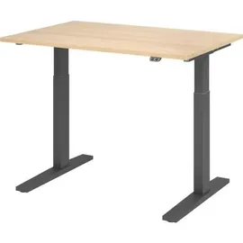 Hammerbacher XMKA12 elektrisch höhenverstellbarer Schreibtisch eiche rechteckig, C-Fuß-Gestell grau 120,0 x 80,0 cm