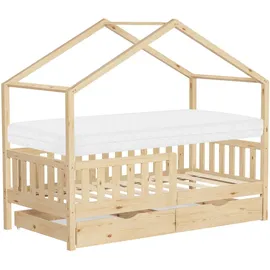 ML-Design Hausbett 80 x 160 cm Kiefer natur beige