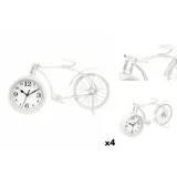 Gift Decor Uhr Tischuhr Fahrrad Weiß Metall 38 x 20 x 4 cm 4 Stück weiß