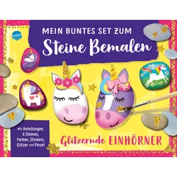 Mein buntes Set zum Steine Bemalen. Glitzernde Einhörner