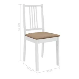 vidaXL Esszimmerstühle mit Polstern 2 Stk. Weiß Massivholz