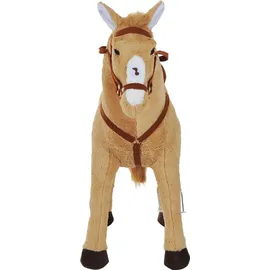 Homcom Reitpferd Spielpferd Plüschpferd Spielpferd für Kinder Stehpferd mit Sound Beige