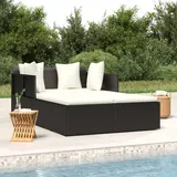 Festnight Sonnenliege Polyrattan Schwarz Sonnenliege 2 Personen Gartenbett für 2 Personen Doppel Sonnenliege Outdoor Gartenliege Rattan Outdoor Doppelliege LoungeLiege 182x118x63 cm