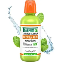 The Breath Co. Mundspülung (500ml), Zahnfleischpflege für bis zu 12 Stunden Frischer Atem, Antibakterielles Mundwasser für Zahnpflege gegen Mundgeruch, Alkoholfrei, Milde Minze