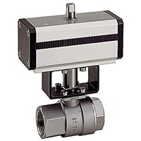 Riegler Edelstahlkugelhahn, pneumat. Stellantrieb, doppeltwirkend, Rp 1