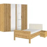 rauch Schlafzimmer-Set Komplettschlafzimmer Schlafzimmer EVELYN, (Set, 3-tlg., inkl. SOFT-CLOSE-FUNKTION), Schrank und Bett in 2 Breiten, Nachttisch 2 Schubladen MADE IN GERMANY braun